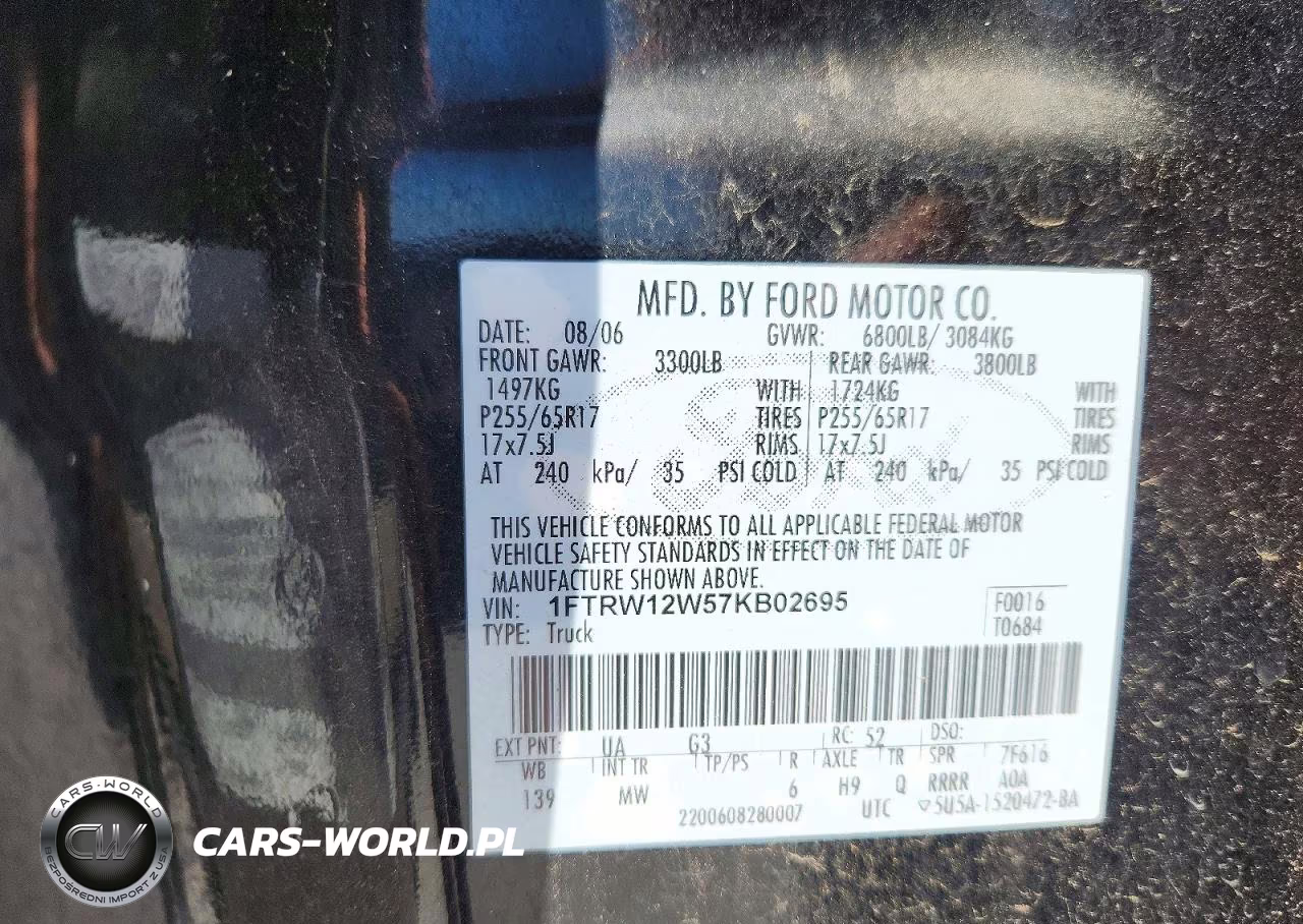2007 Ford F150 Supercrew VIN:1FTRW12W57KB02695 - 12