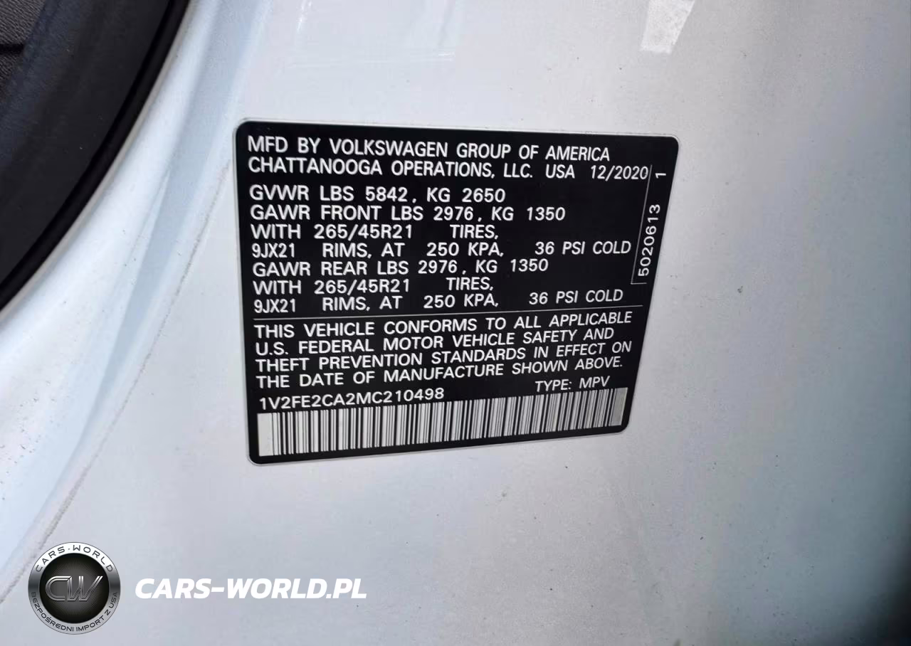 2021 Volkswagen Atlas Cross Sport Sel Premium R-Line VIN:1V2FE2CA2MC210498 - 10