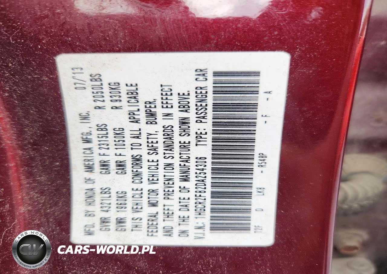 2013 Honda Accord Exl VIN:1HGCR2F82DA254306 - 12