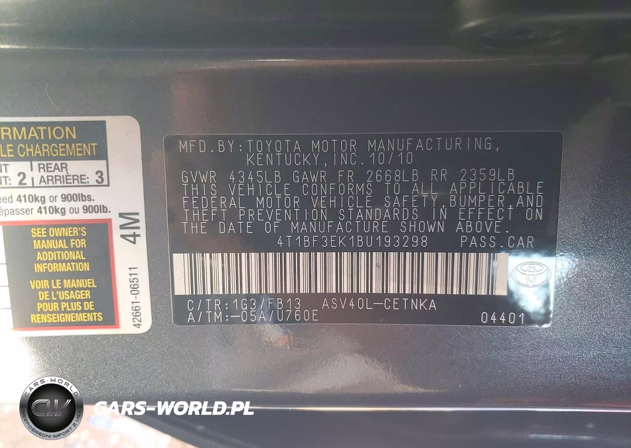 2011 Toyota Camry Le VIN:4T1BF3EK1BU193298 - 12