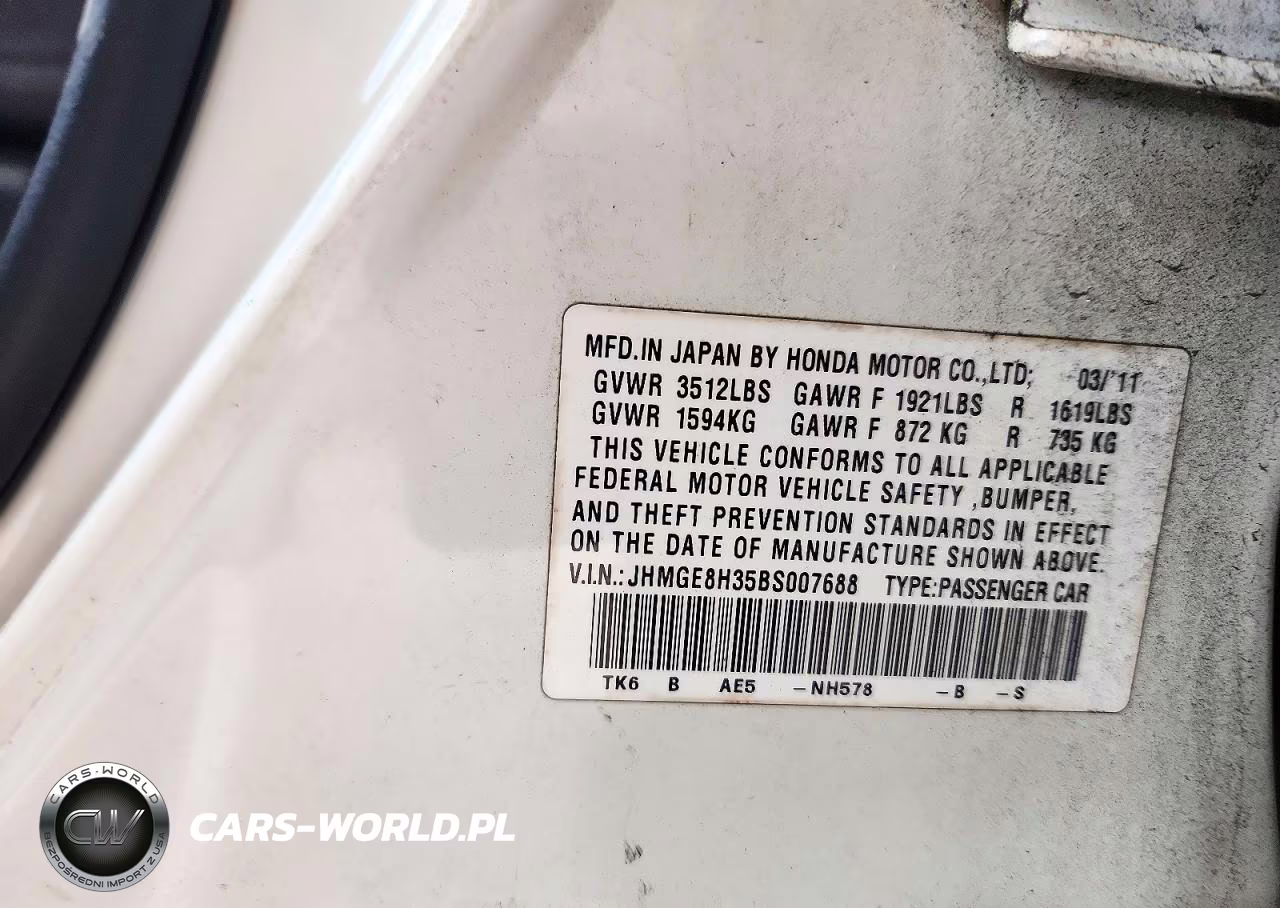 2011 Honda Fit VIN:JHMGE8H35BS007688 - 12