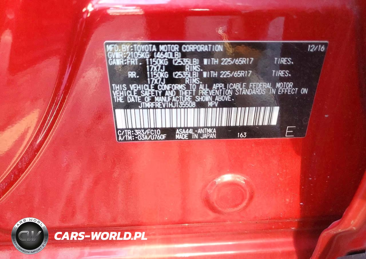 2017 Toyota Rav4 Xle VIN:JTMRFREV1HJ135508 - 13