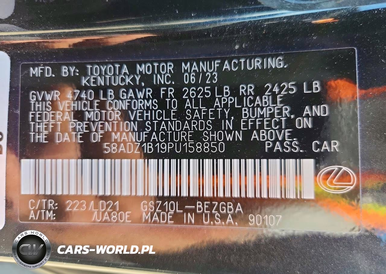 2023 Lexus Es 350 Base VIN:58ADZ1B19PU158850 - 12