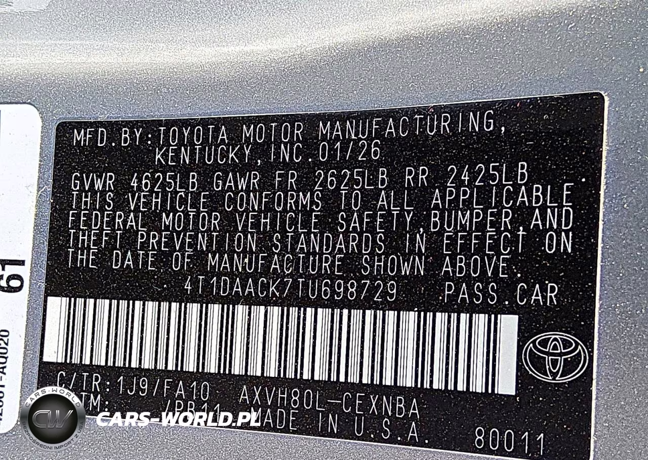 2026 Toyota Camry Le VIN:4T1DAACK7TU698729 - 12