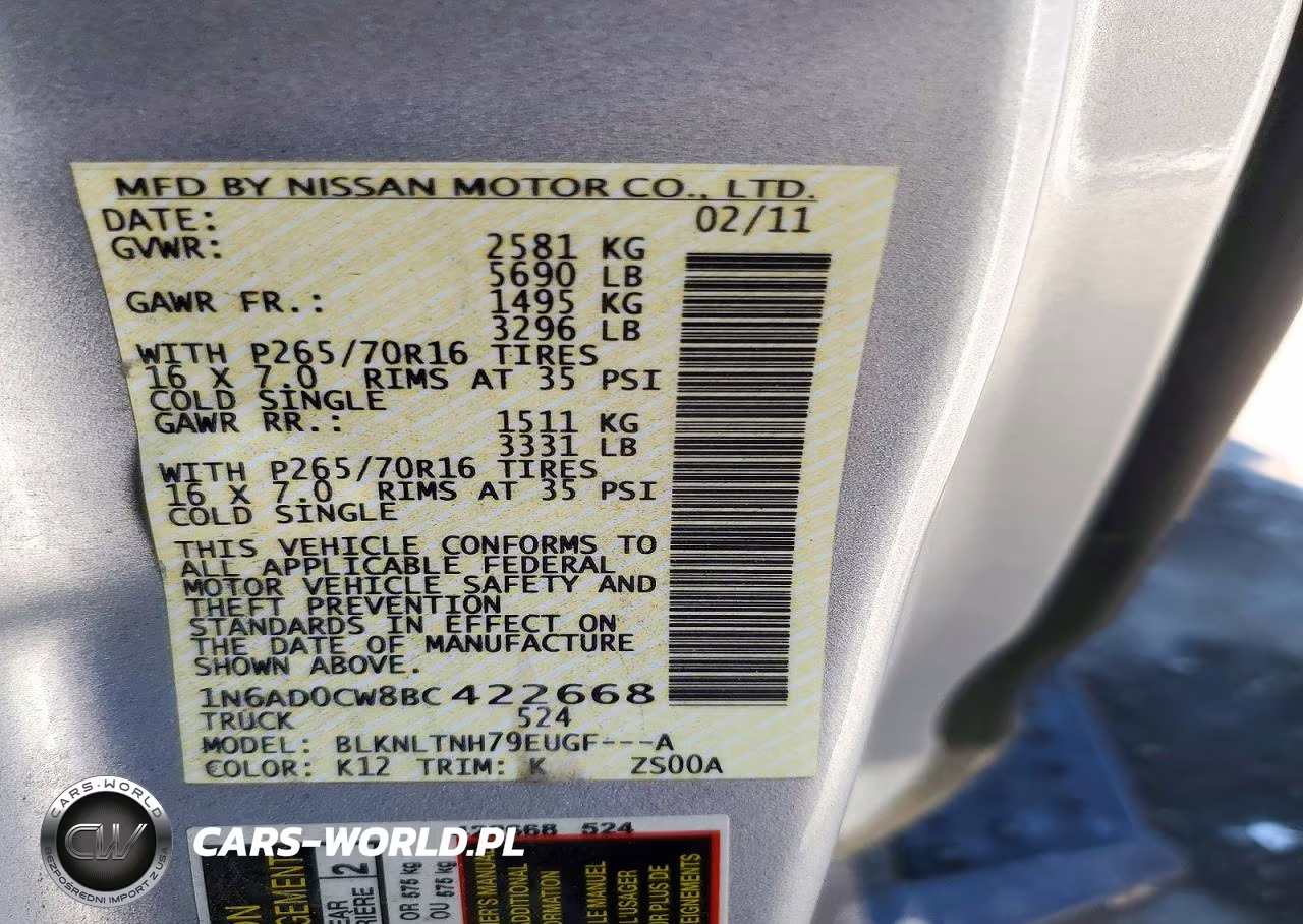 2011 Nissan Frontier Sv V6 VIN:1N6AD0CW8BC422668 - 12