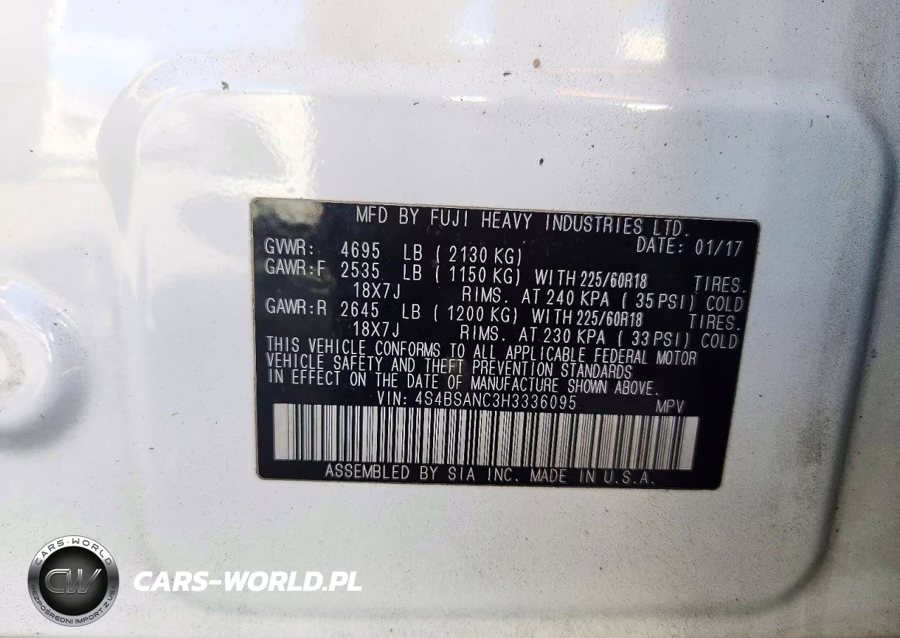 2017 Subaru Outback 2.5I Limited VIN:4S4BSANC3H3336095 - 14