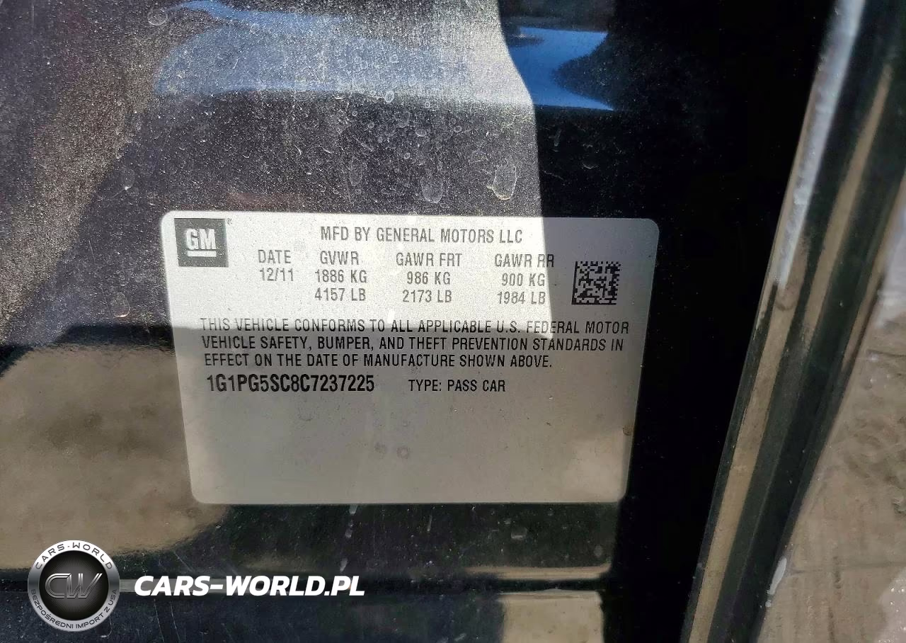 2012 Chevrolet Cruze Lt VIN:1G1PG5SC8C7237225 - 12
