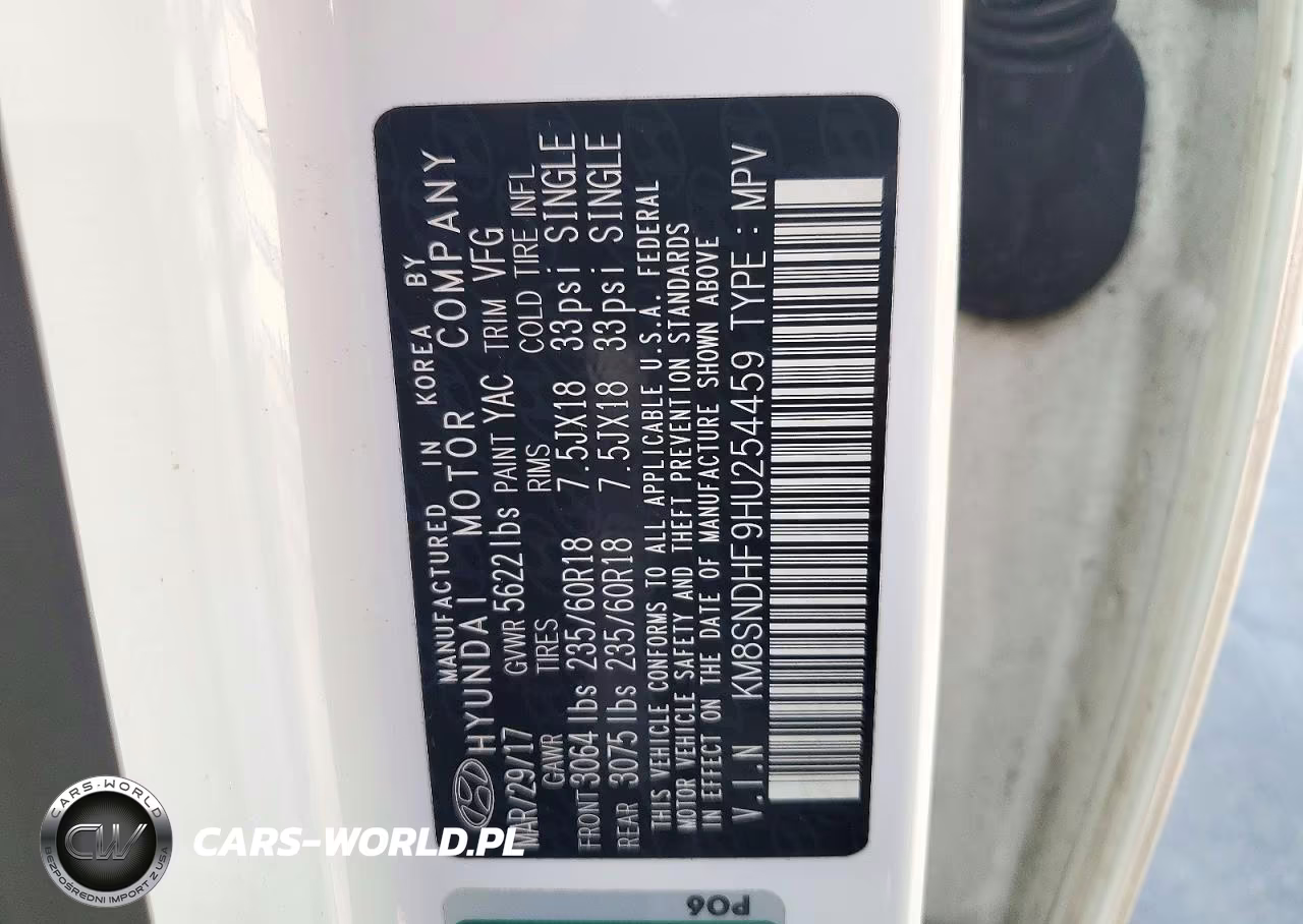 2017 Hyundai Santa Fe Se VIN:KM8SNDHF9HU254459 - 13