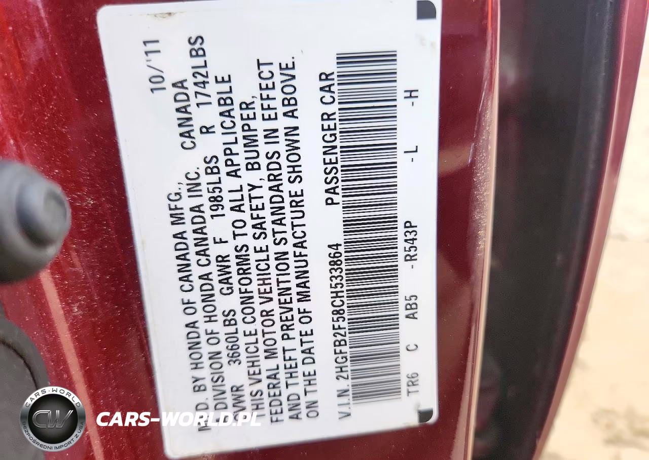 2012 Honda Civic Lx VIN:2HGFB2F58CH533864 - 12