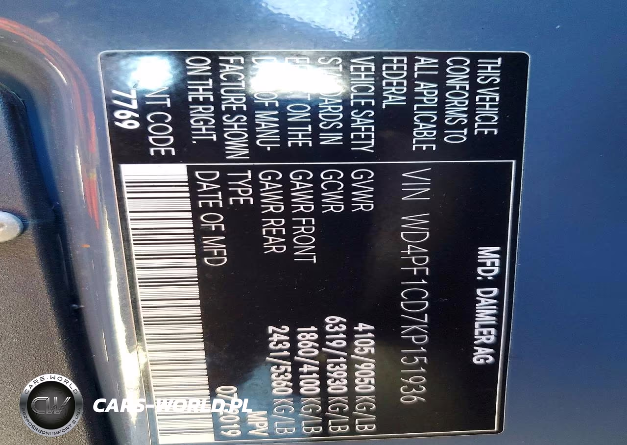 2019 Mercedes-Benz Sprinter 2500-3500 VIN:WD4PF1CD7KP151936 - 14