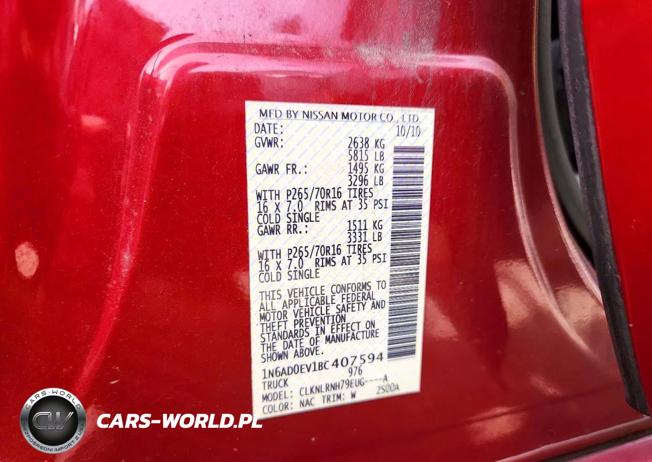 2011 Nissan Frontier S VIN:1N6AD0EV1BC407594 - 12