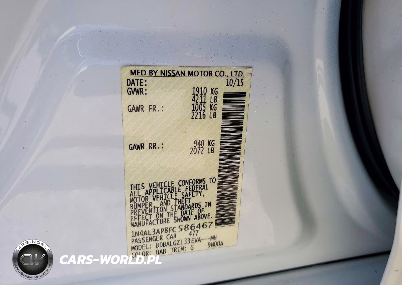 2015 Nissan Altima 2.5 S VIN:1N4AL3AP8FC586467 - 13