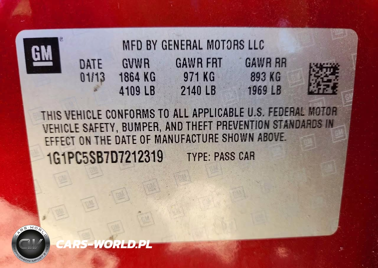 2013 Chevrolet Cruze Lt VIN:1G1PC5SB7D7212319 - 12
