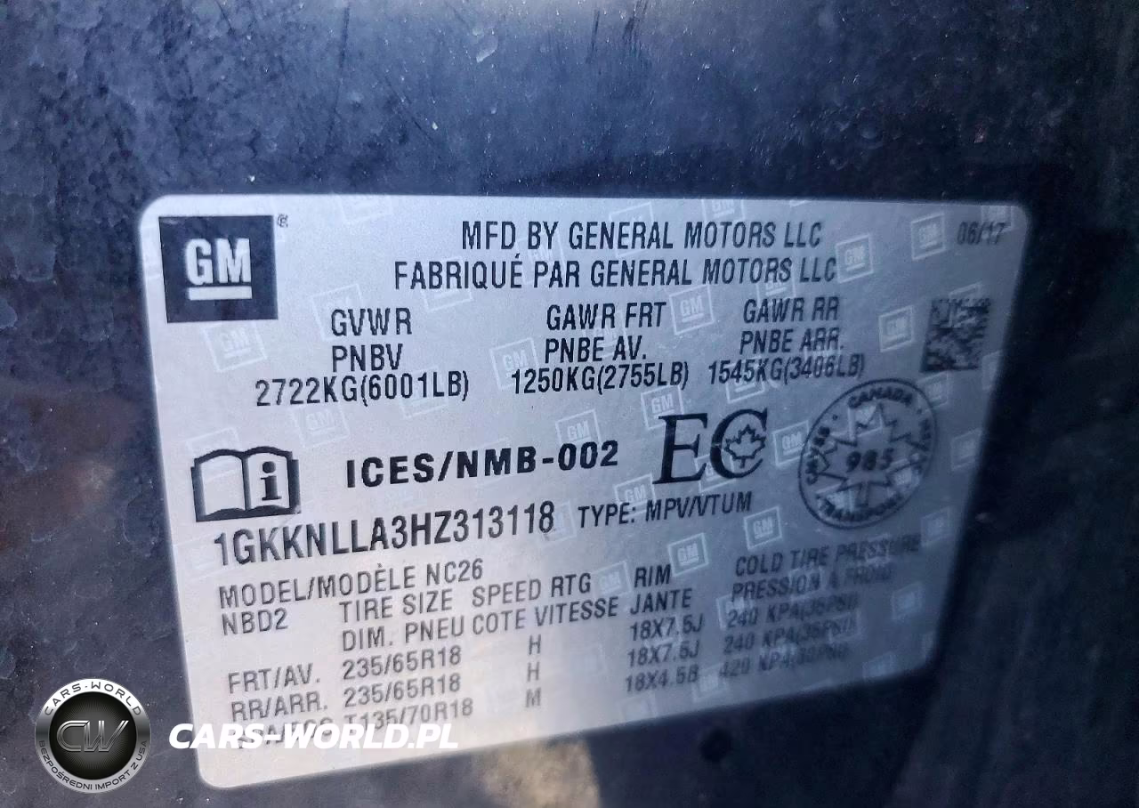 2017 GMC Acadia Sle VIN:1GKKNLLA3HZ313118 - 13