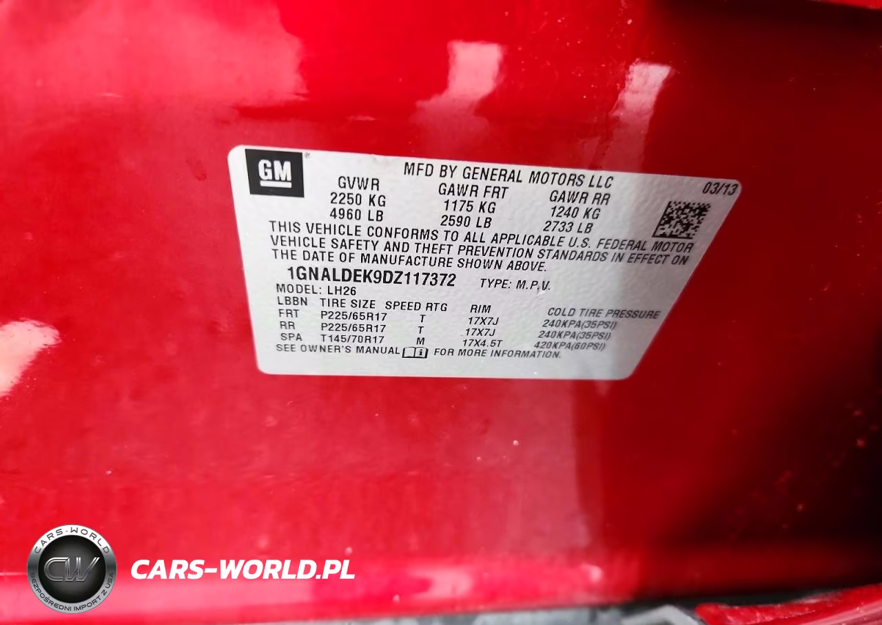 2013 Chevrolet Equinox Lt VIN:1GNALDEK9DZ117372 - 13