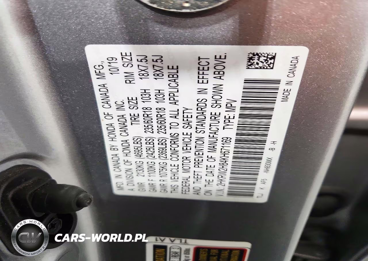 2019 Honda Cr-V Exl VIN:2HKRW2H84KH671169 - 13