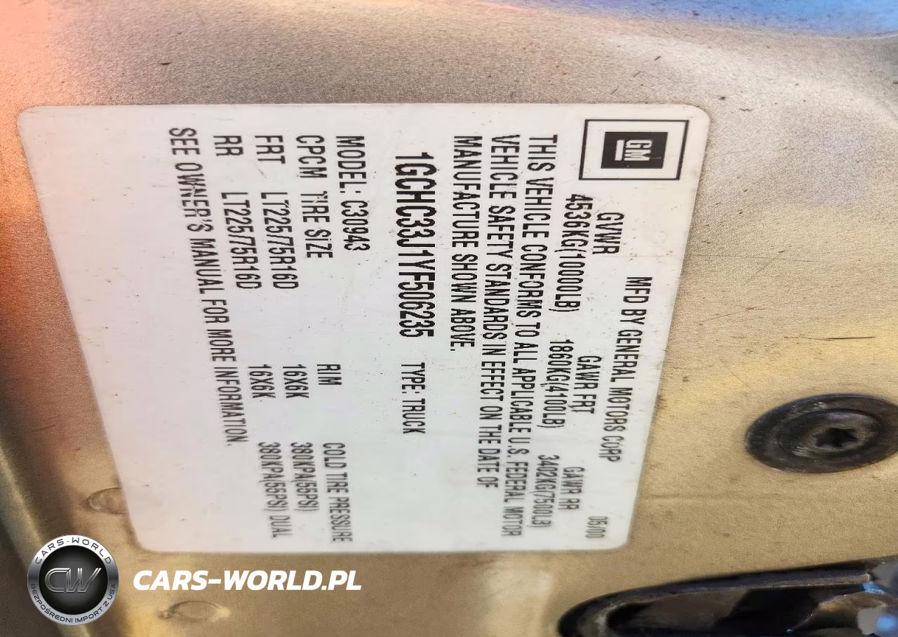 2000 Chevrolet Gmt-400 C3500 VIN:1GCHC33J1YF506235 - 12