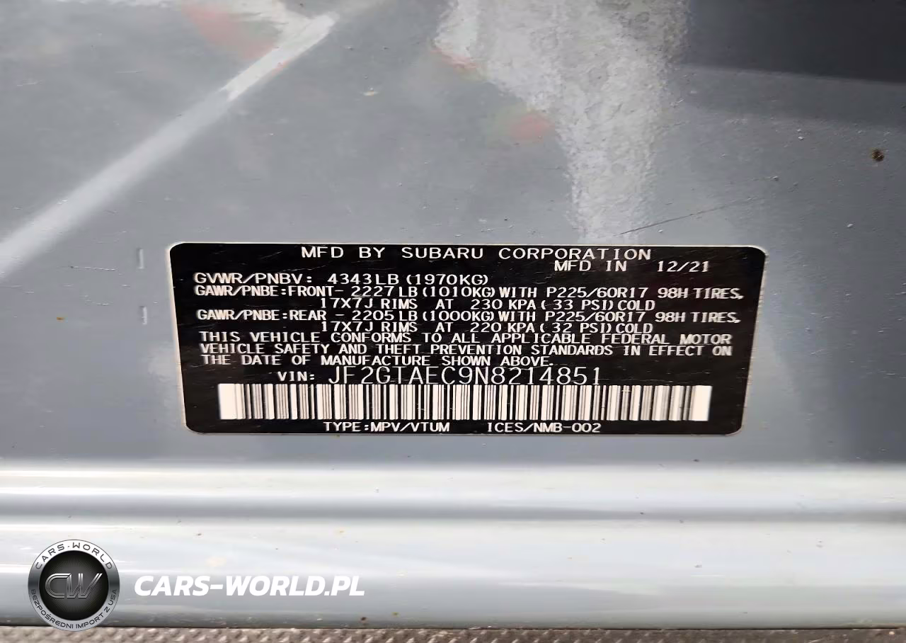 2022 Subaru Crosstrek Premium VIN:JF2GTAEC9N8214851 - 13
