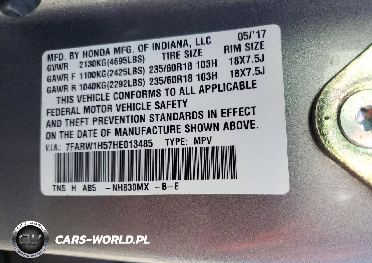 2017 Honda Cr-V Ex VIN:7FARW1H57HE013485 - 13