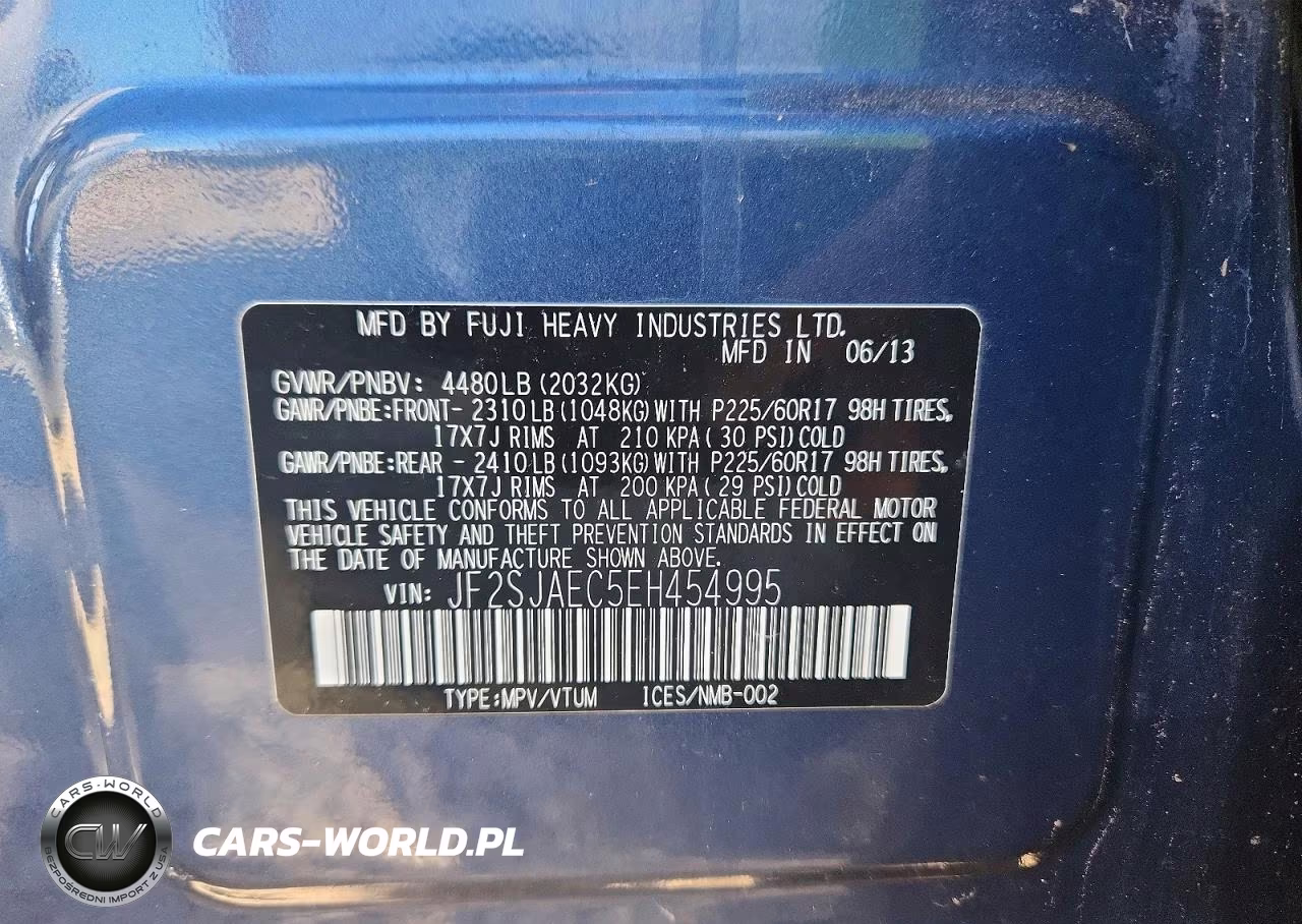 2014 Subaru Forester 2.5I Premium VIN:JF2SJAEC5EH454995 - 13