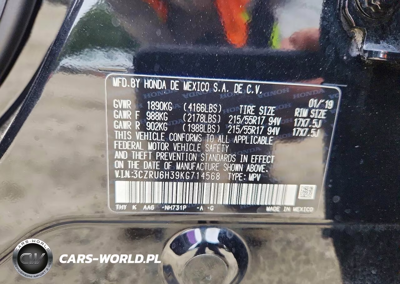 2019 Honda Hr-V Lx VIN:3CZRU6H39KG714568 - 12