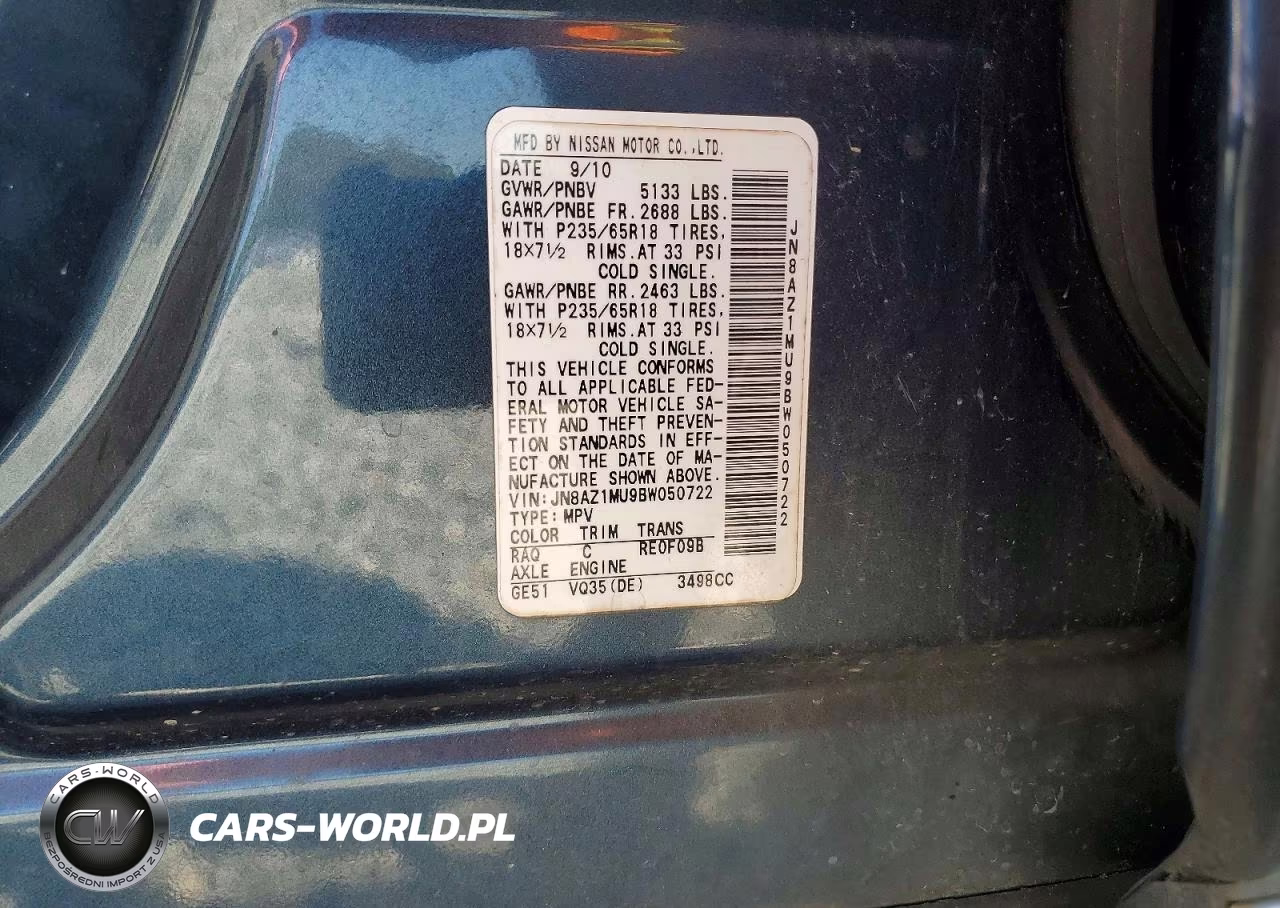2011 Nissan Murano S VIN:JN8AZ1MU9BW050722 - 14