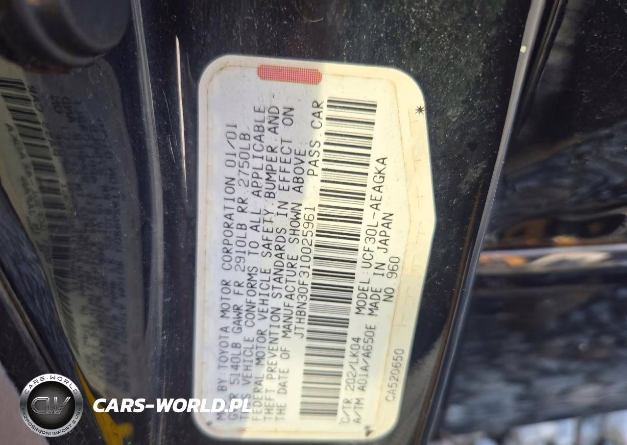 2001 Lexus Ls 430 VIN:JTHBN30F310025961 - 12
