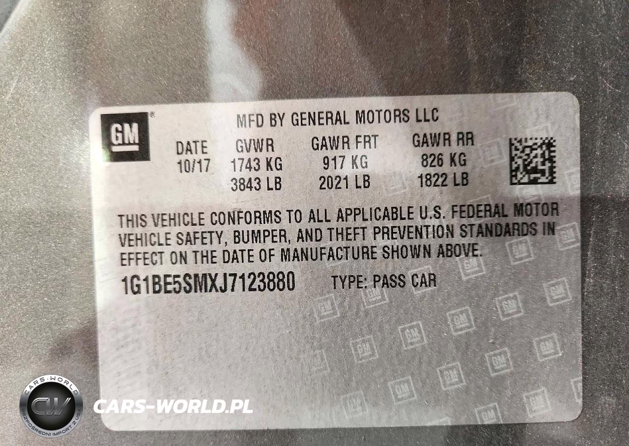 2018 Chevrolet Cruze Lt VIN:1G1BE5SMXJ7123880 - 12