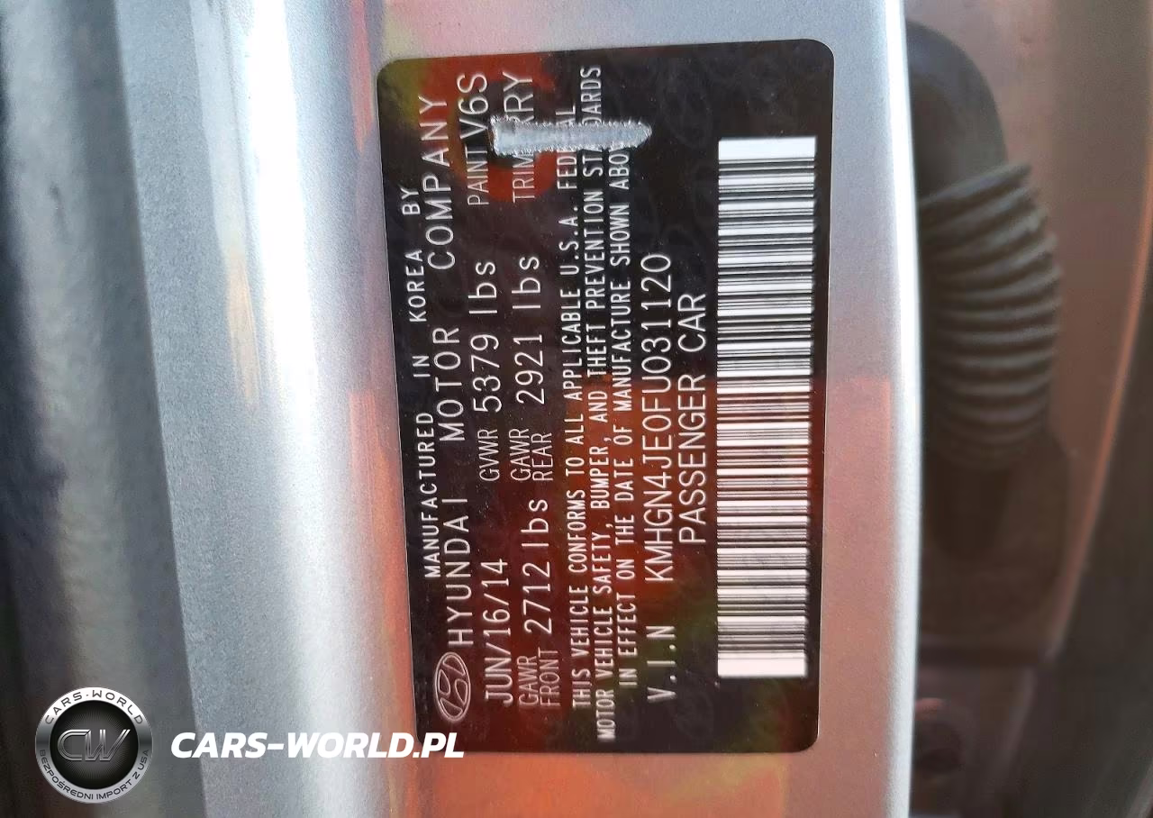 2015 Hyundai Genesis 3.8L VIN:KMHGN4JE0FU031120 - 12