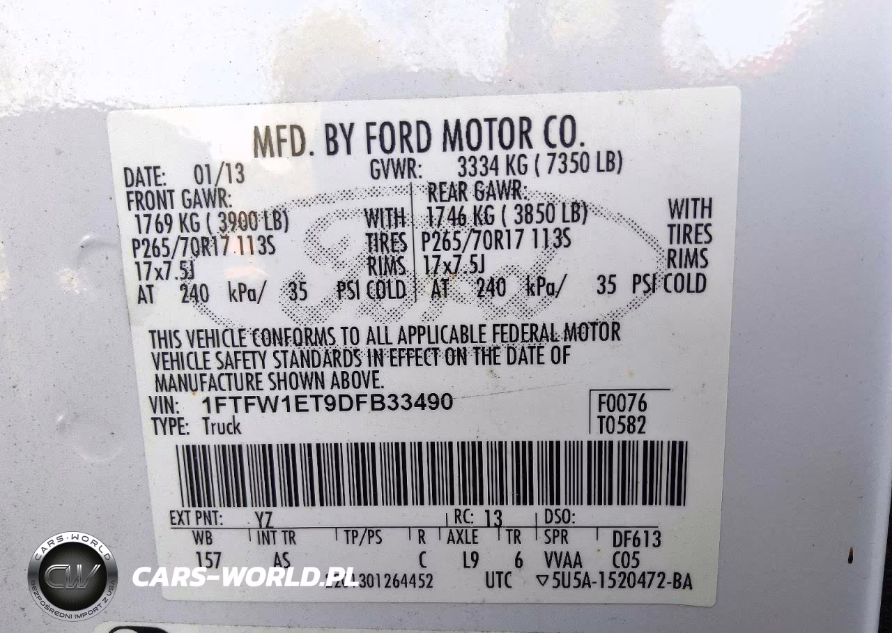 2013 Ford F150 Supercrew VIN:1FTFW1ET9DFB33490 - 12