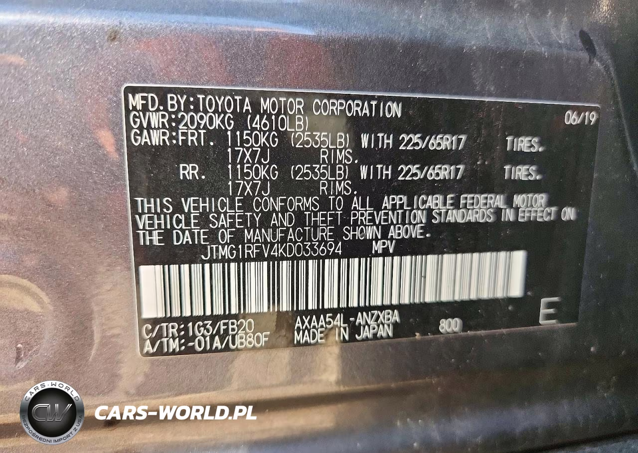 2019 Toyota Rav4 Le VIN:JTMG1RFV4KD033694 - 12