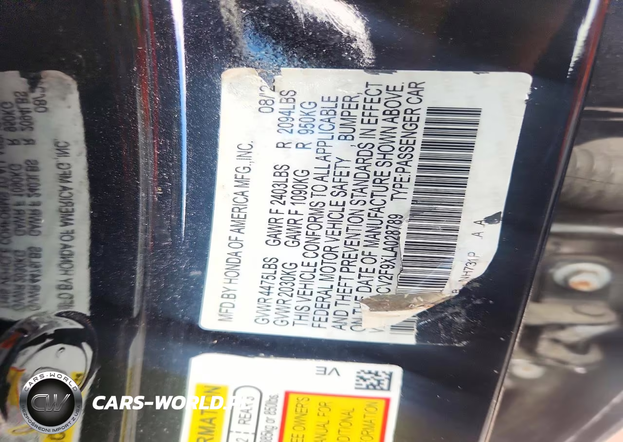 2020 Honda Accord Touring VIN:1HGCV2F9XLA028789 - 12