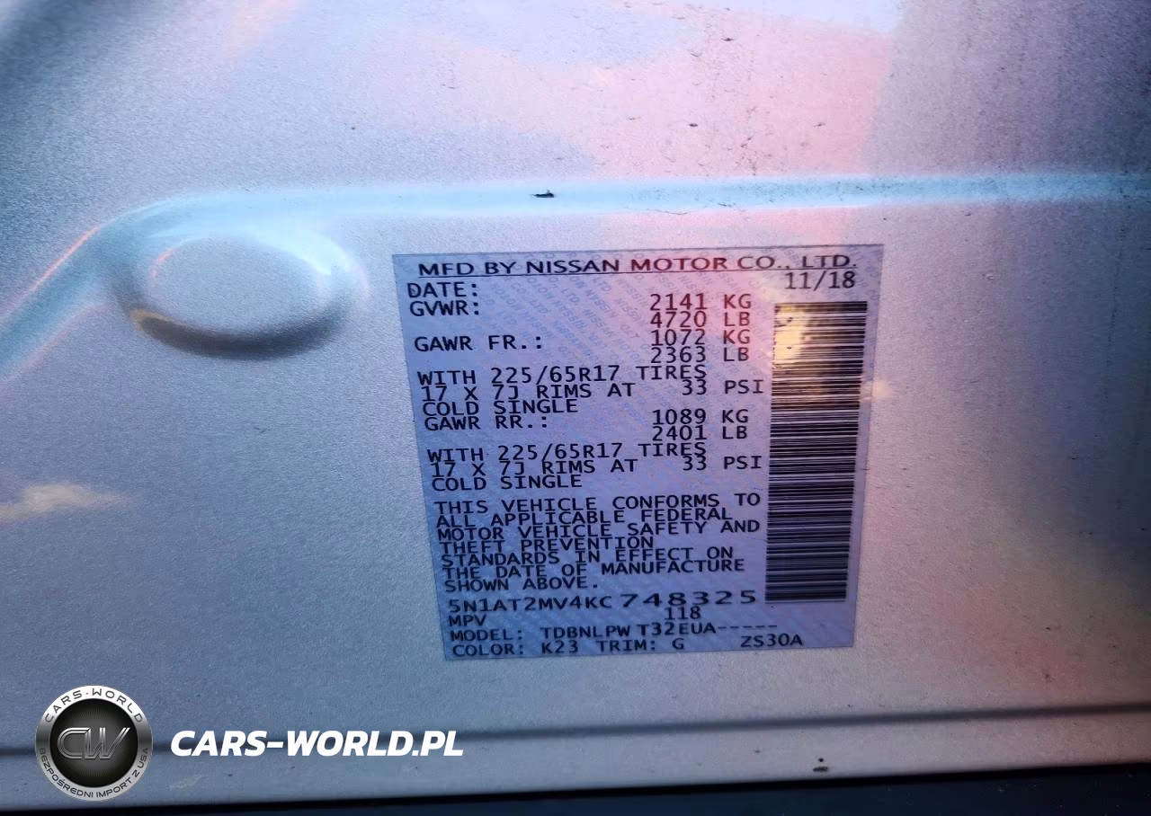 2019 Nissan Rogue S VIN:5N1AT2MV4KC748325 - 13