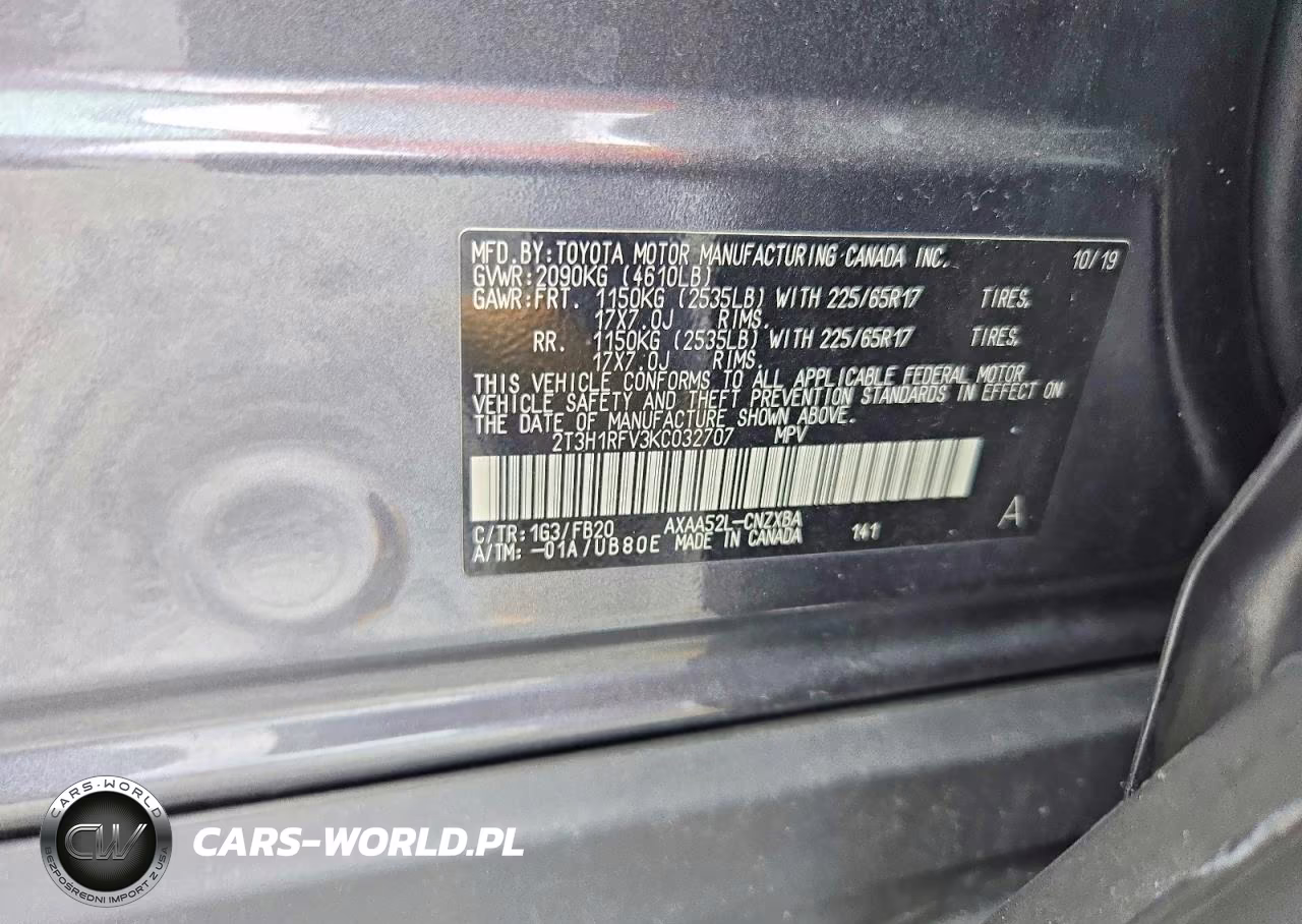 2019 Toyota Rav4 Le VIN:2T3H1RFV3KC032707 - 13