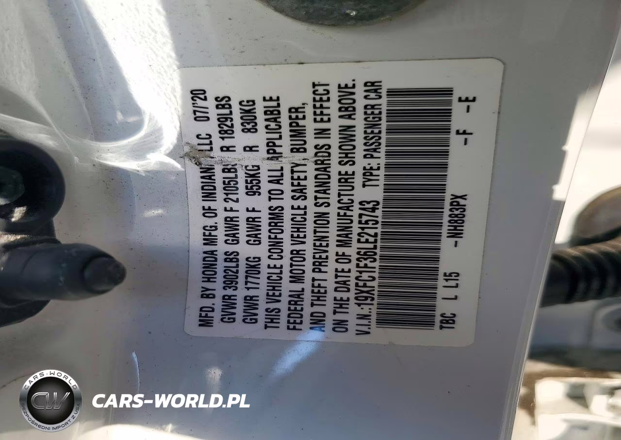 2020 Honda Civic Ex VIN:19XFC1F36LE215743 - 12