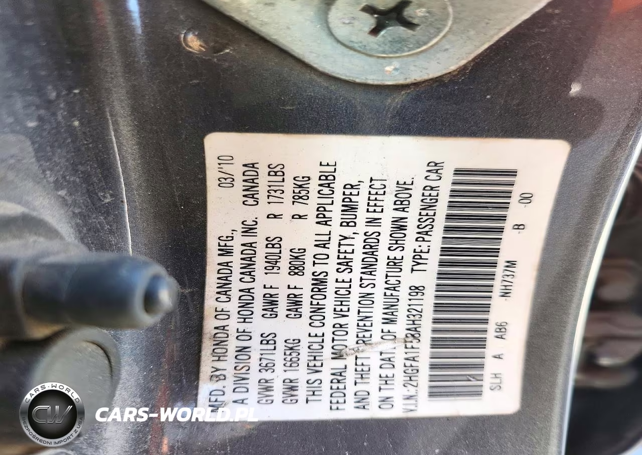 2010 Honda Civic Lx VIN:2HGFA1F58AH321198 - 13
