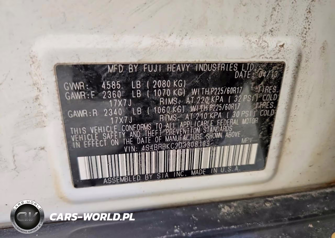 2013 Subaru Outback 2.5I Limited VIN:4S4BRBKC2D3308109 - 13
