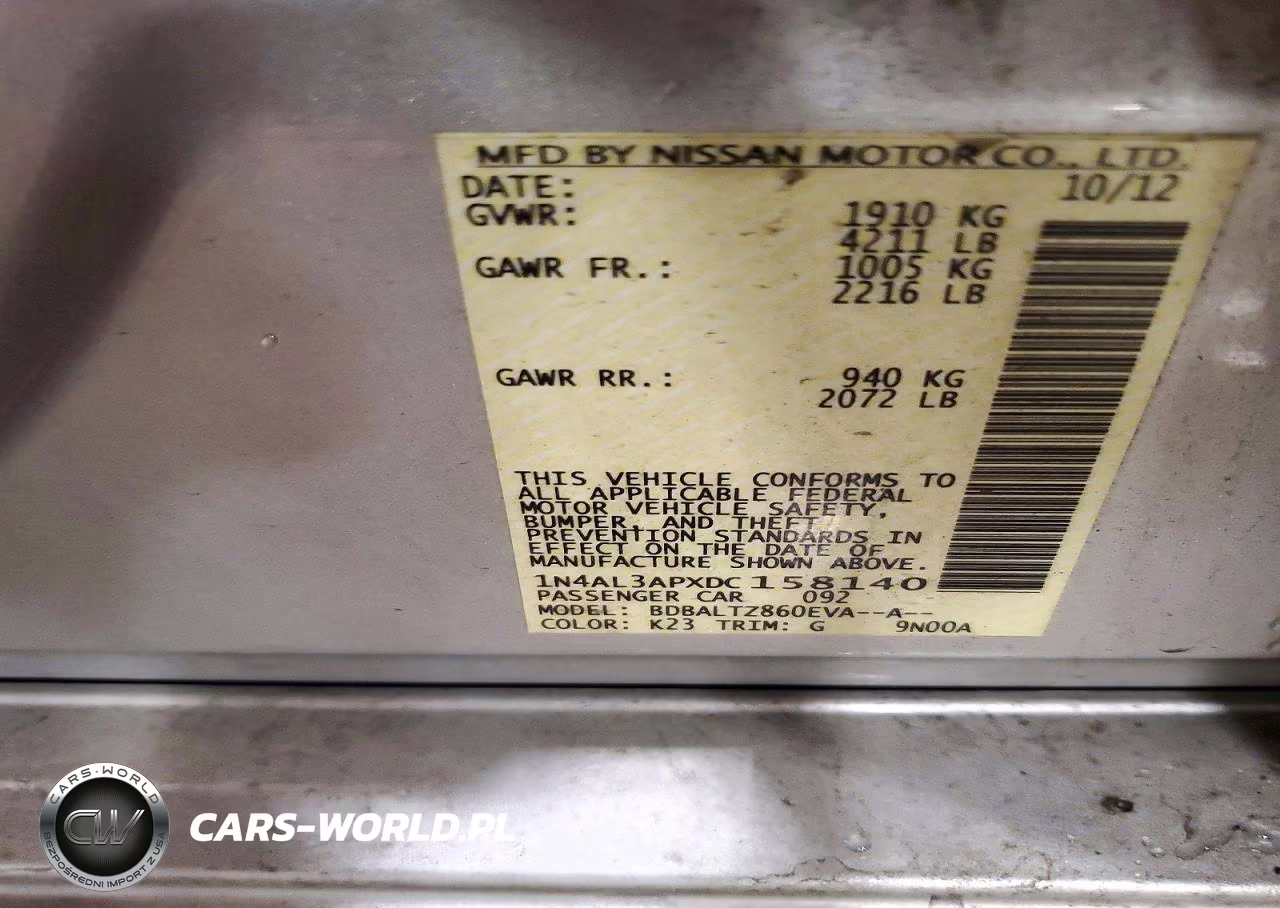 2013 Nissan Altima 2.5 VIN:1N4AL3APXDC158140 - 12