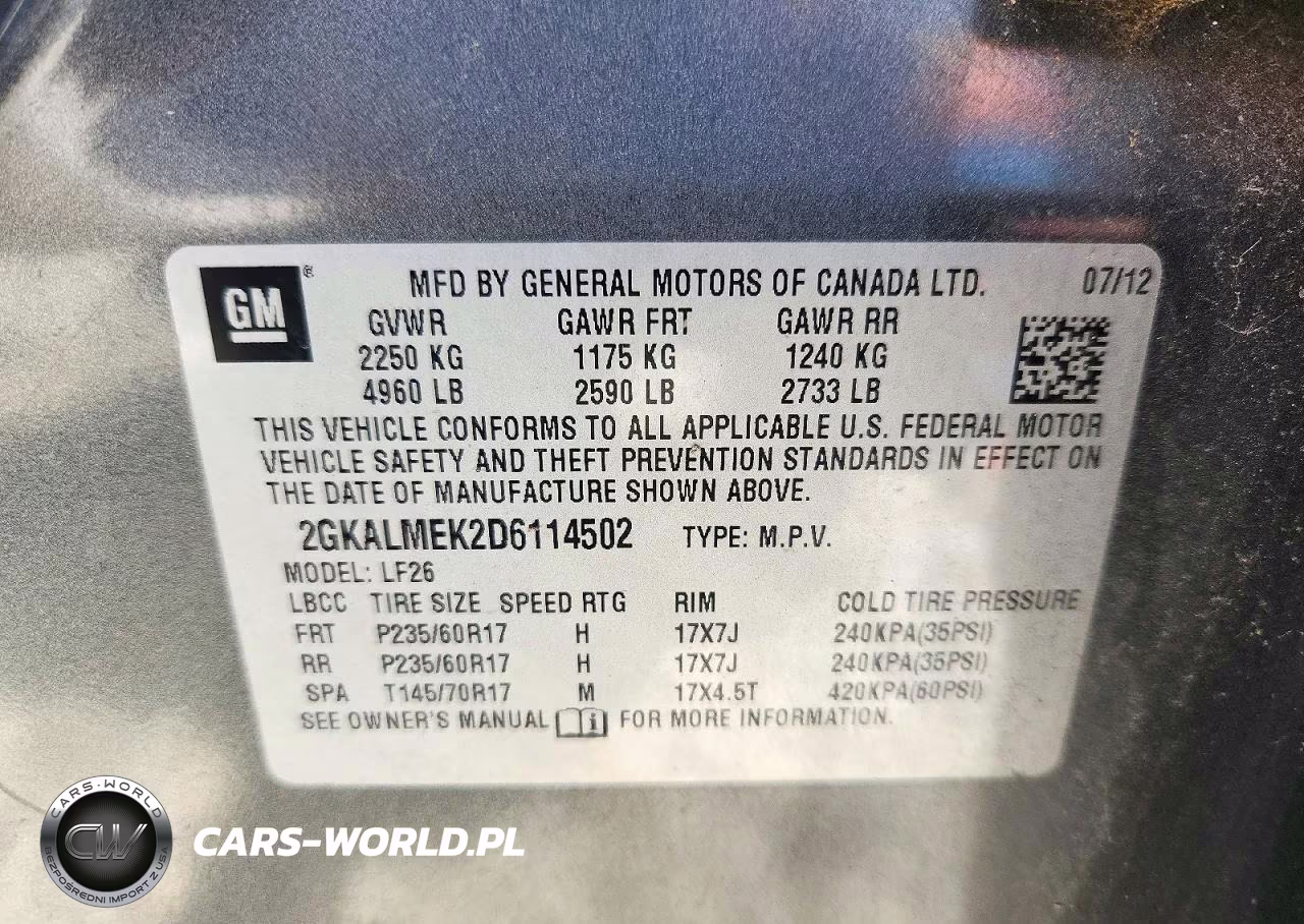 2013 GMC Terrain Sle VIN:2GKALMEK2D6114502 - 13