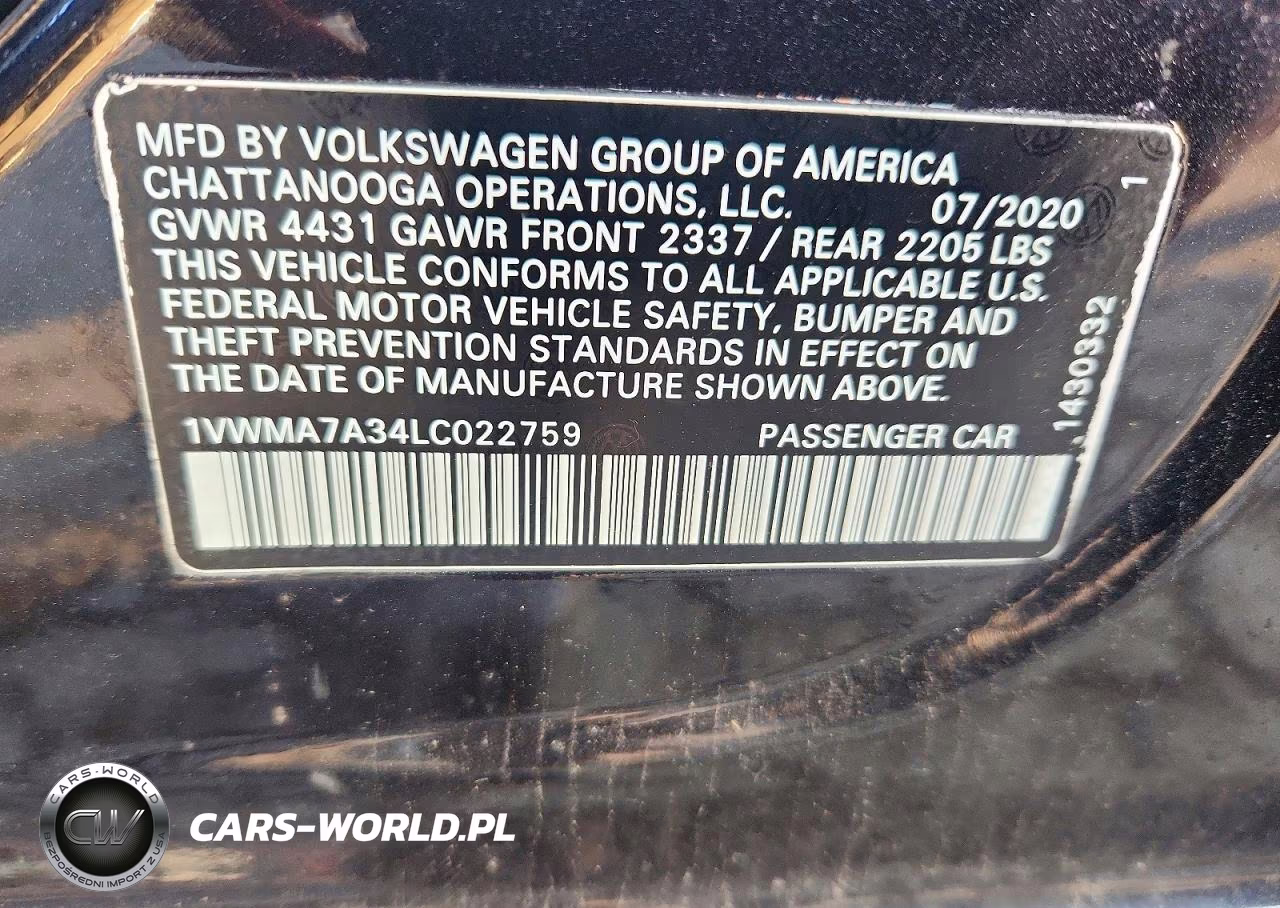 2020 Volkswagen Passat R-Line VIN:1VWMA7A34LC022759 - 13