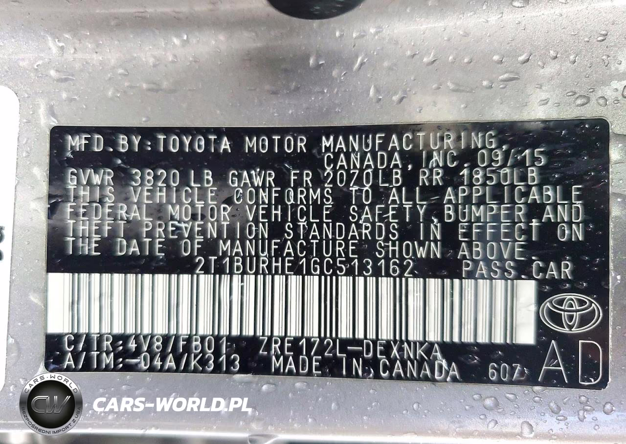 2016 Toyota Corolla Le VIN:2T1BURHE1GC513162 - 13