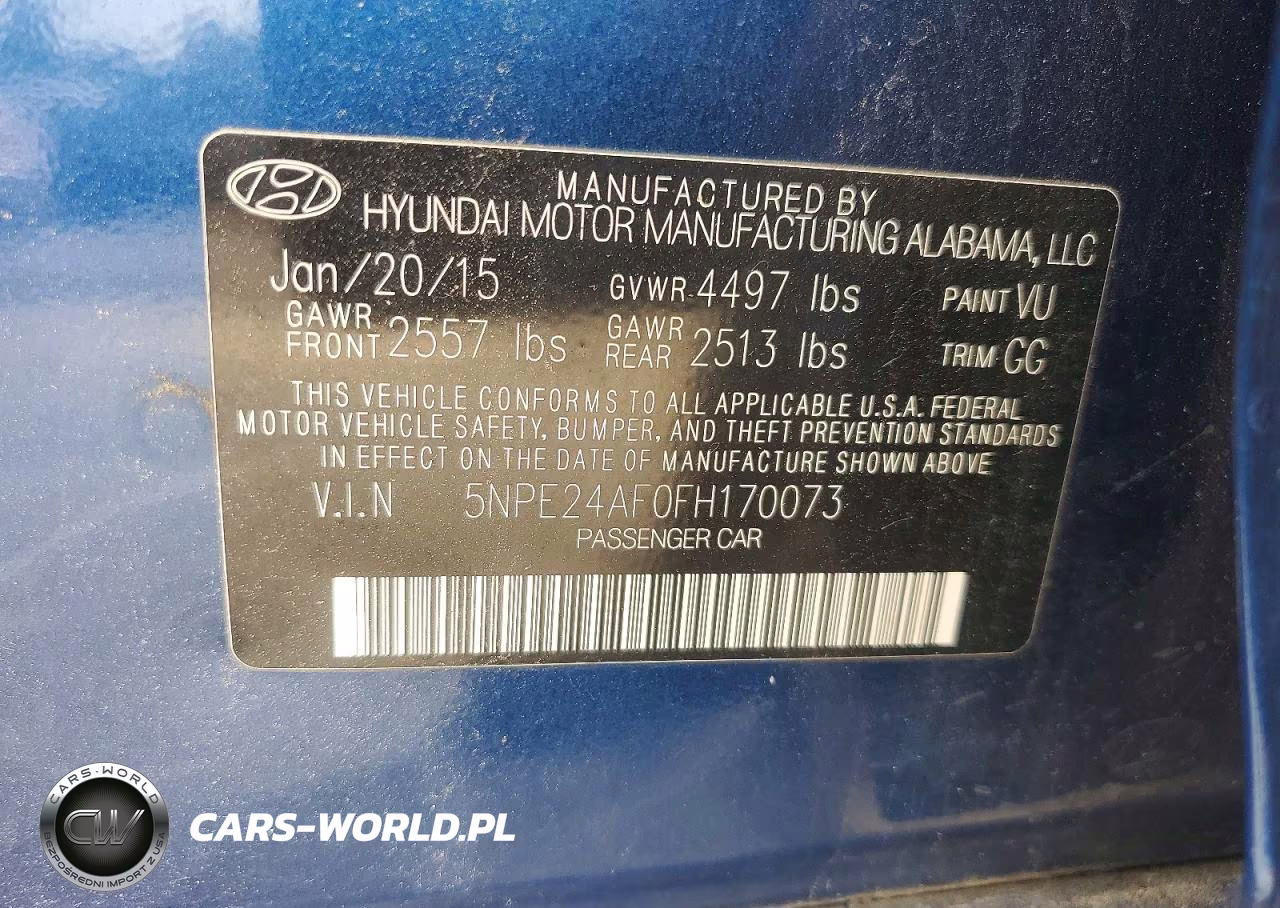 2015 Hyundai Sonata Se VIN:5NPE24AF0FH170073 - 12