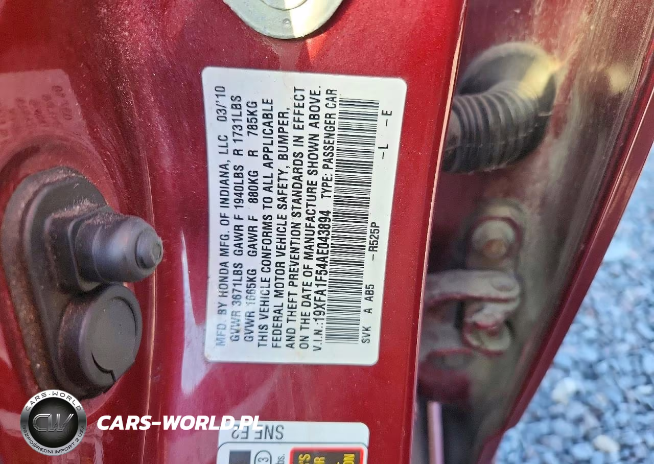 2010 Honda Civic Lx VIN:19XFA1F54AE043894 - 12
