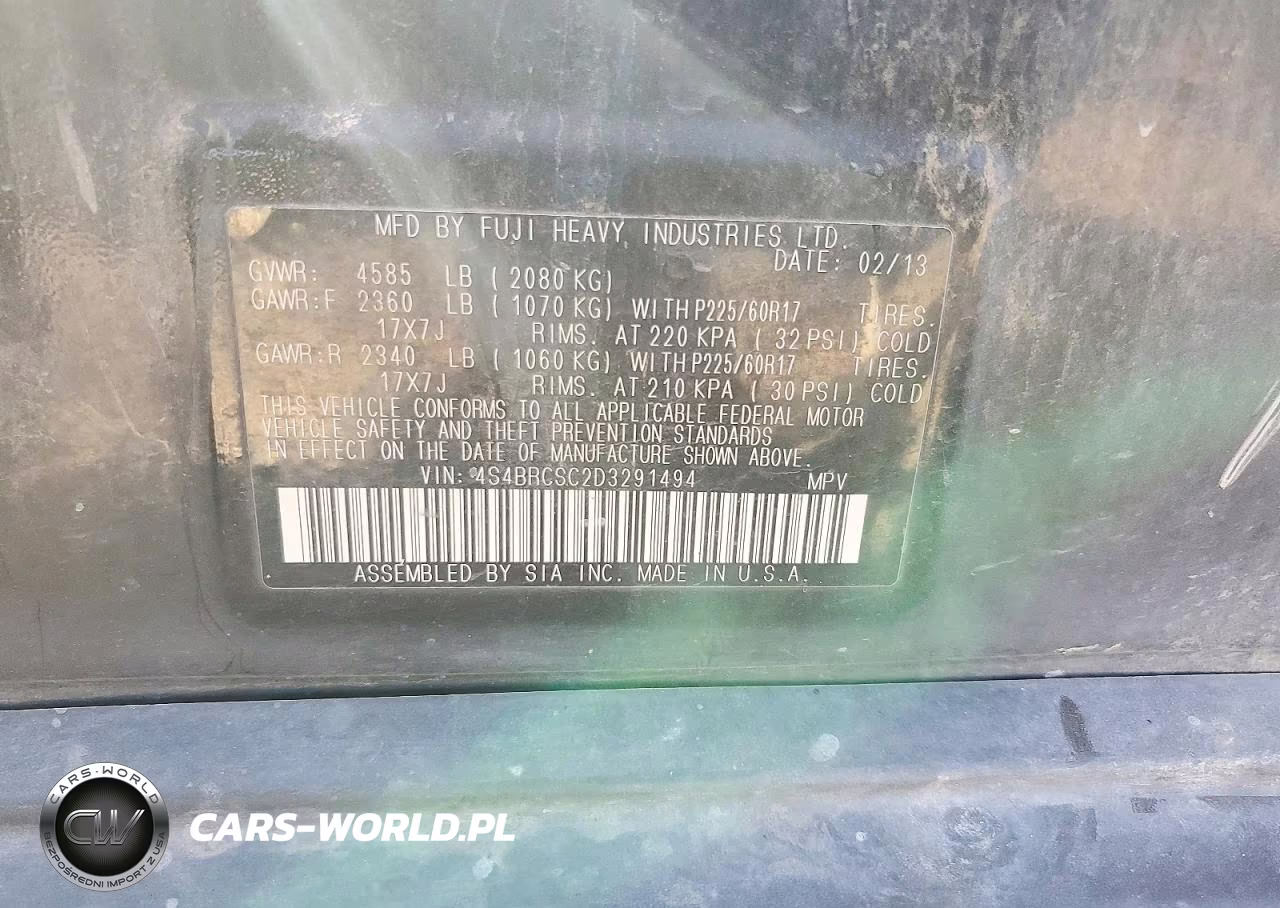 2013 Subaru Outback 2.5I Limited VIN:4S4BRCSC2D3291494 - 13