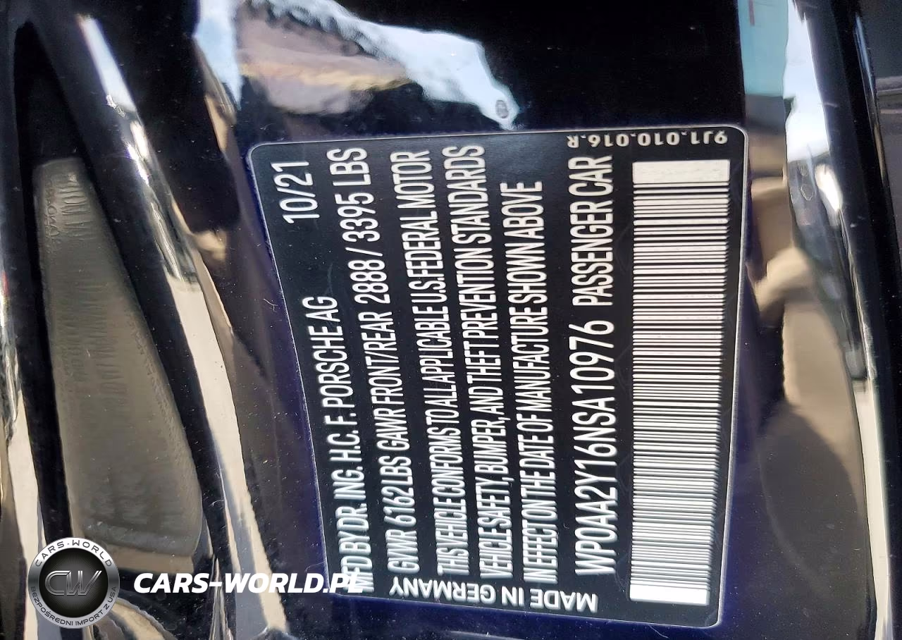 2022 Porsche Taycan VIN:WP0AA2Y16NSA10976 - 12