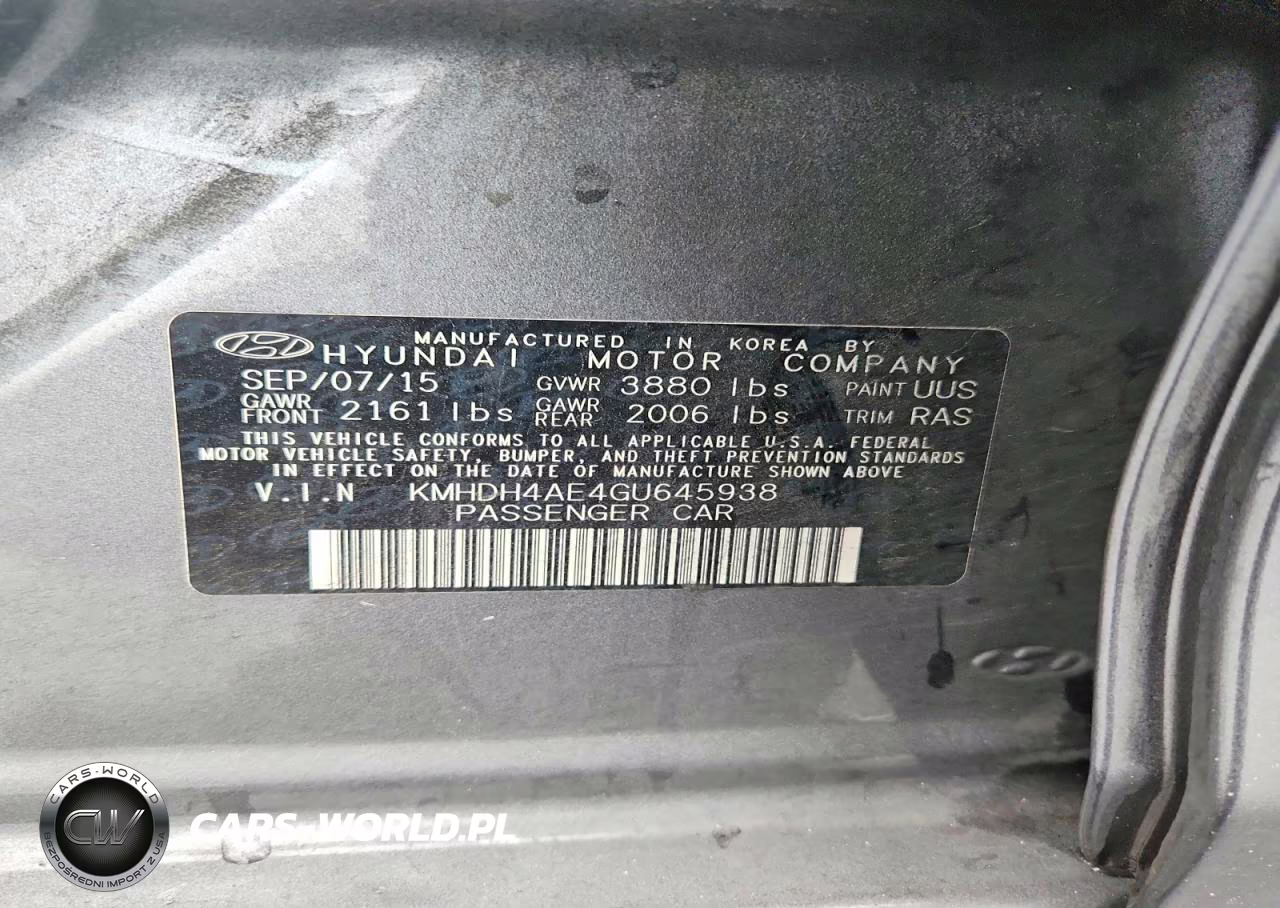 2016 Hyundai Elantra Se VIN:KMHDH4AE4GU645938 - 12