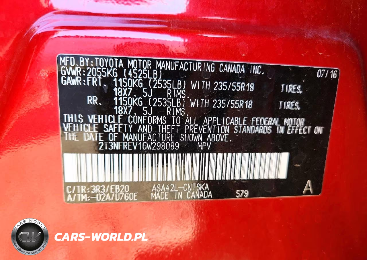 2016 Toyota Rav4 Se VIN:2T3NFREV1GW298089 - 13