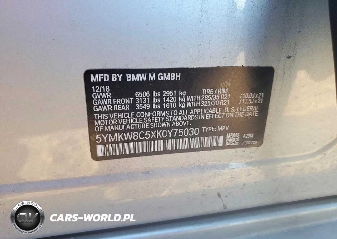 2019 BMW X6 M VIN:5YMKW8C5XK0Y75030 - 13