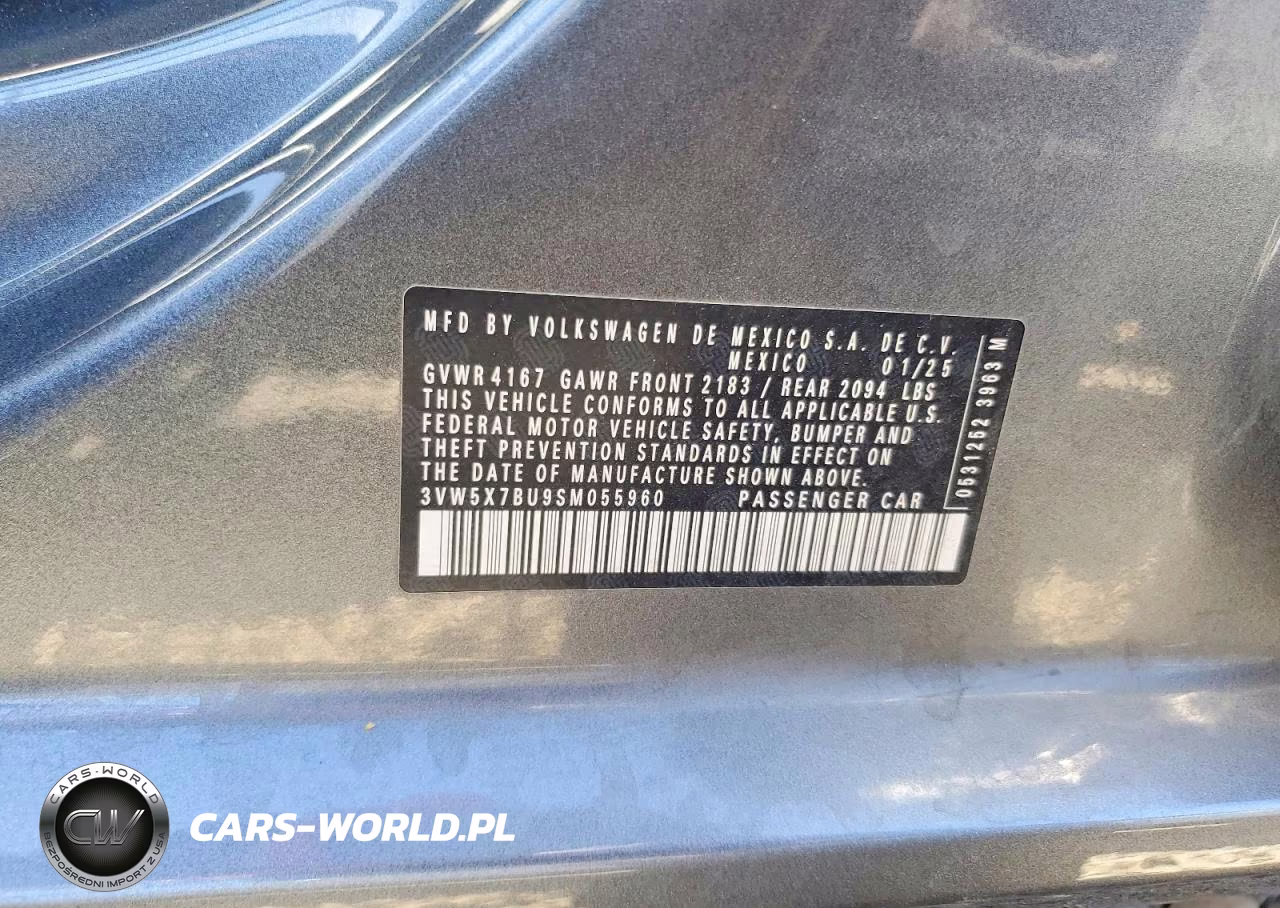 2025 Volkswagen Jetta S VIN:3VW5X7BU9SM055960 - 12