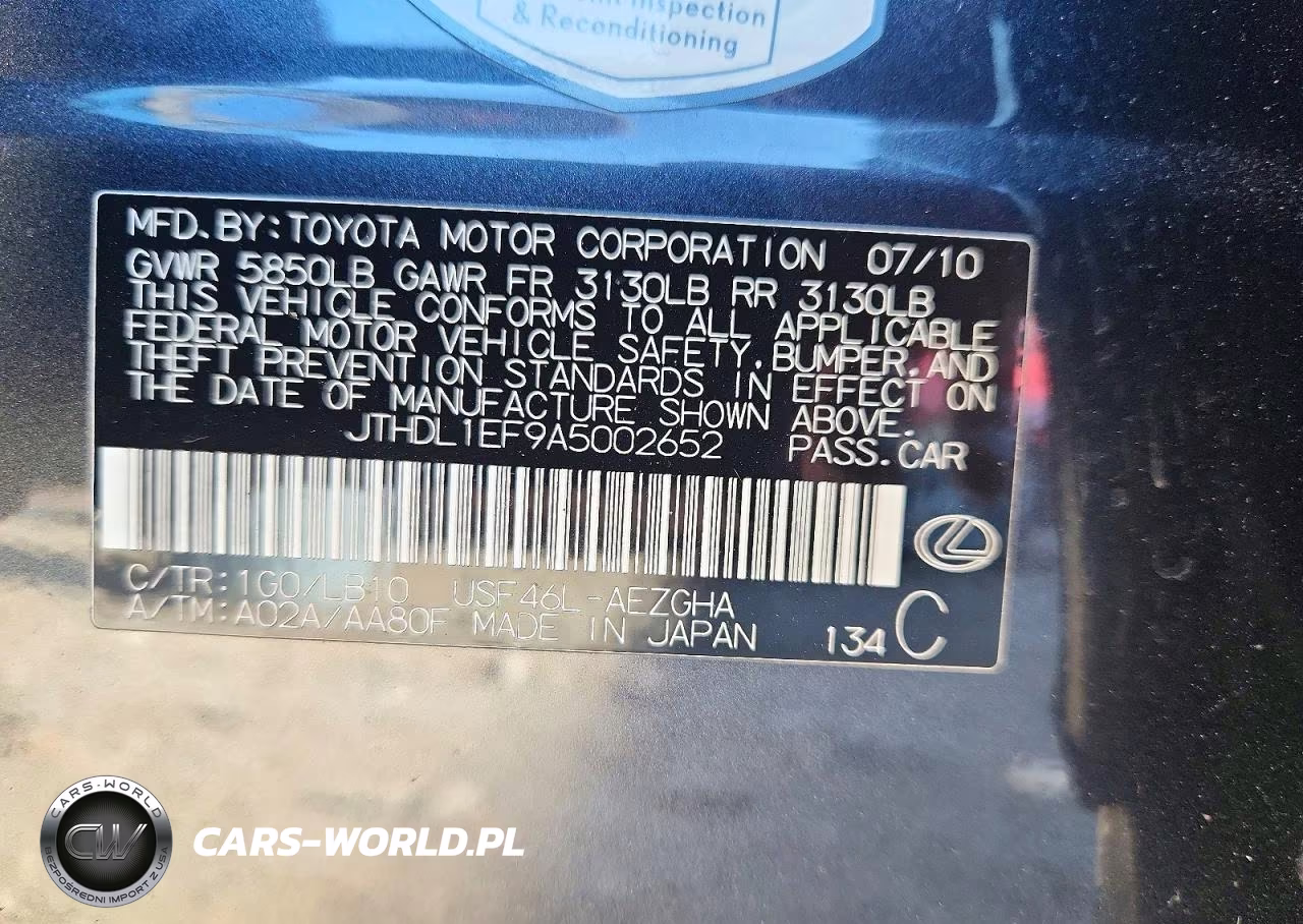 2010 Lexus Ls 460L VIN:JTHDL1EF9A5002652 - 12